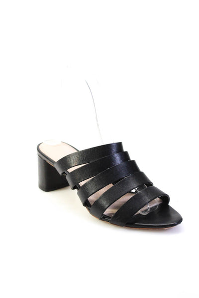 Loeffler Randall Womens Strappy Block Heel Mules Sandals Black Leather Size 6.5