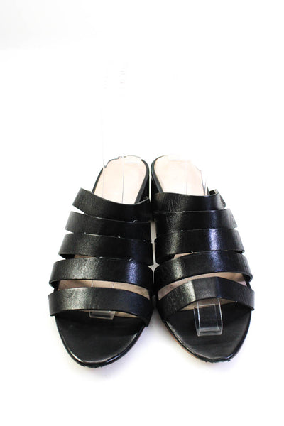 Loeffler Randall Womens Strappy Block Heel Mules Sandals Black Leather Size 6.5