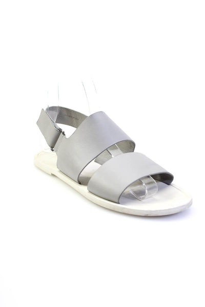 Vince Womens Open Toe Flat Leather Hook & Loop Sandals Gray Size 35.5 5.5