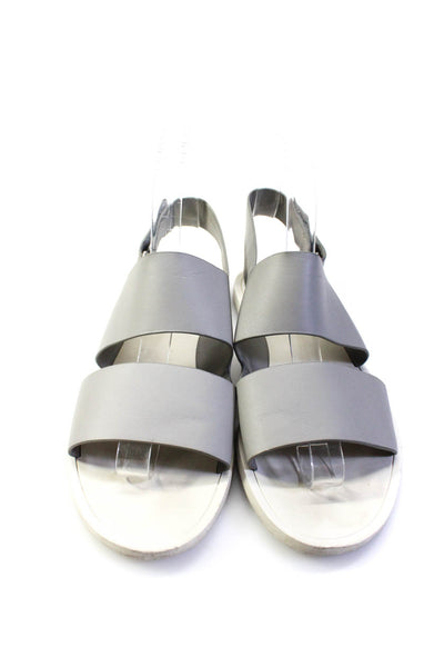 Vince Womens Open Toe Flat Leather Hook & Loop Sandals Gray Size 35.5 5.5