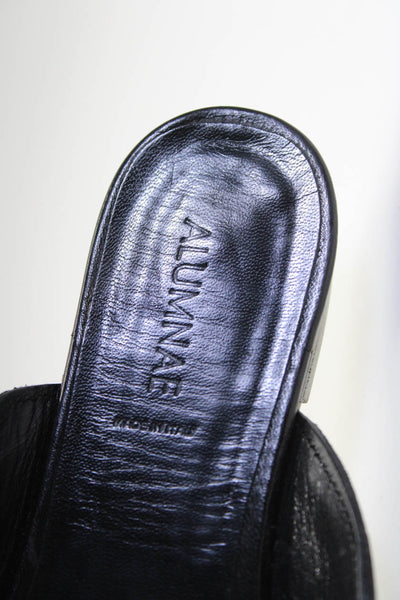 Alumnae Womens Pointed Toe Flat Leather Slip On Mules Black Size 36 6