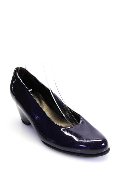 Arche Womens Patent Leather Slip On Wedged Flats Purple Size 6.5