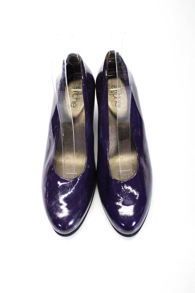 Arche Womens Patent Leather Slip On Wedged Flats Purple Size 6.5