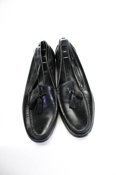 Cole Haan Mens Leather Slip On Tassel Loafers Black Size 10