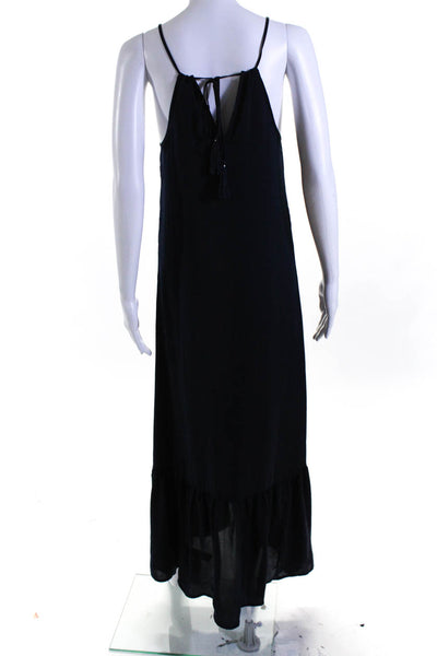 J Crew Women's V-Neck Spaghetti Straps Tiered Slip Maxi Dress Navy Blue Size XS