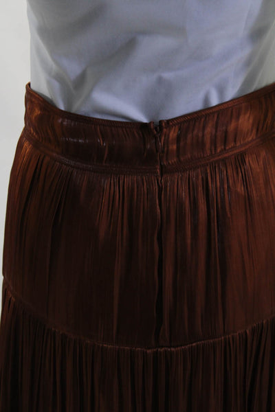 Line And Dot Women's Hook Closure Lined Tiered Maxi Skirt Brown Size S