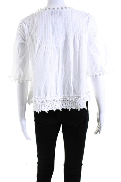 Derek Lam 10 Crosby Women's Round Neck Tassel Flowy Blouse White Size 0