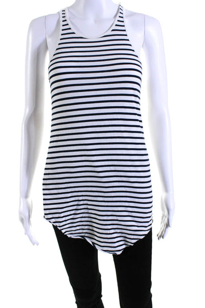 Frank & Eileen Womens Striped Scoop Neck Spaghetti Strap Tank White Size Small