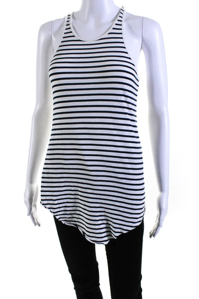 Frank & Eileen Womens Striped Scoop Neck Spaghetti Strap Tank White Size Small