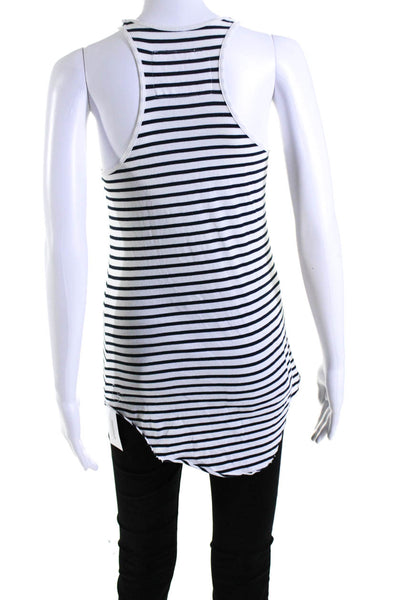 Frank & Eileen Womens Striped Scoop Neck Spaghetti Strap Tank White Size Small