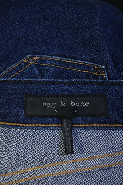 Rag & Bone Womens High Waisted Tapered Leg Front Zip Jeans Denim Blue Size 25