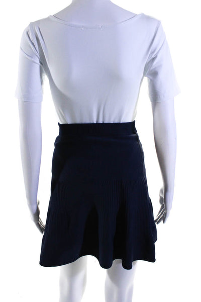 Intermix Womens High Waisted Elastic Waist Fit To Flare Skirt Blue Size Small