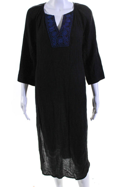 Velvet Womens Long Sleeve V Neck Long Dress Black Blue Size XS