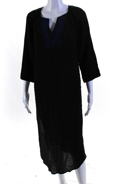 Velvet Womens Long Sleeve V Neck Long Dress Black Blue Size XS