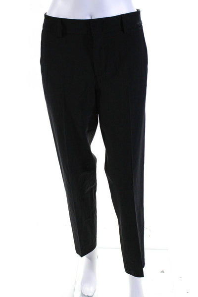 Vince Womens Wool Flat Front Straight Leg Striped Trim Dress Pants Black Size 12