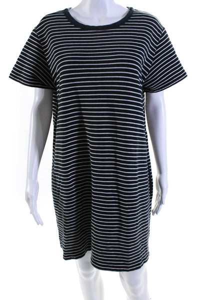 Rag & Bone Womens Cotton Short Sleeve Striped T shirt Dress Blue White Size L