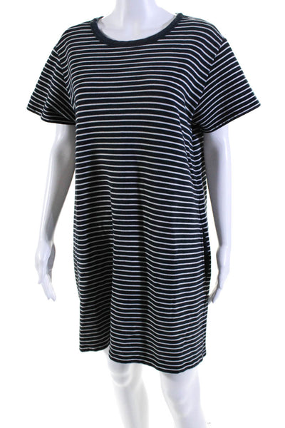 Rag & Bone Womens Cotton Short Sleeve Striped T shirt Dress Blue White Size L