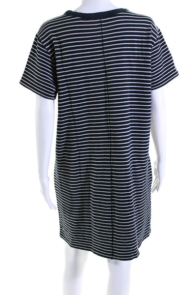 Rag & Bone Womens Cotton Short Sleeve Striped T shirt Dress Blue White Size L