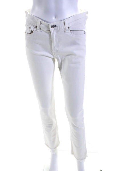 Rag & Bone Womens High Rise Raw Hem Cropped Skinny Jeans White Size 31