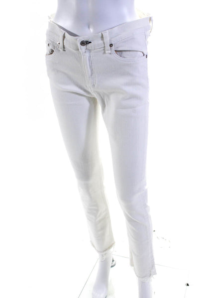 Rag & Bone Womens High Rise Raw Hem Cropped Skinny Jeans White Size 31