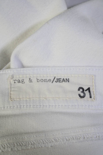 Rag & Bone Womens High Rise Raw Hem Cropped Skinny Jeans White Size 31