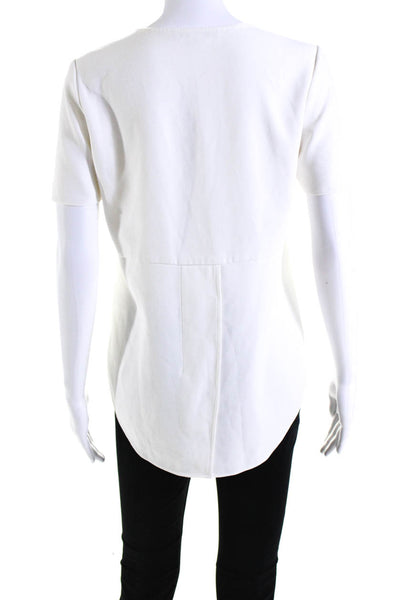 Cooper & Ella Womens Short Sleeves Back Slit Asymmetrical Blouse White Size Smal