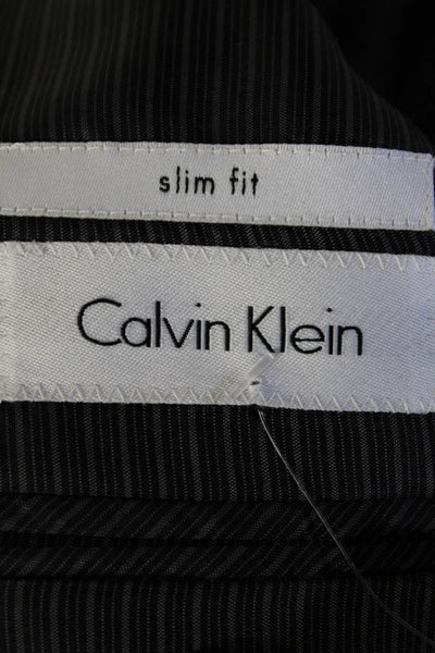 Calvin Klein Men's Collared Long Sleeves Lined Two Button Jacket Black Size 40