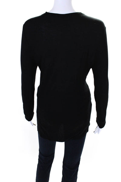 T Alexander Wang Women's Round Neck Long Sleeves Basic T-Shirt Black Size XS