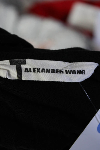 T Alexander Wang Women's Round Neck Long Sleeves Basic T-Shirt Black Size XS