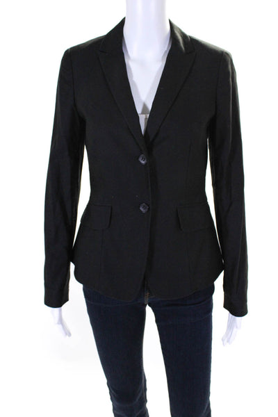 Club Monaco Women's Collared Long Sleeves Two Button Blazer Black Size 4