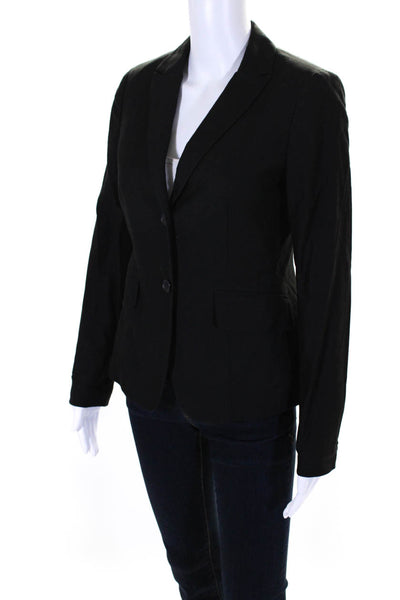 Club Monaco Women's Collared Long Sleeves Two Button Blazer Black Size 4