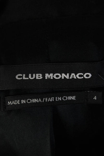 Club Monaco Women's Collared Long Sleeves Two Button Blazer Black Size 4