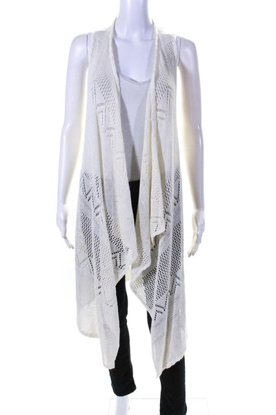 Alice + Olivia Womens Linen Sleeveless Duster Sweater White Size Extra Small