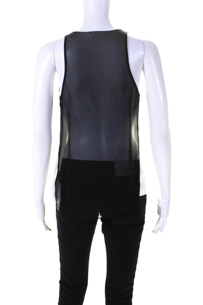 Helmut Lang Womens Crew Neck Pullover Tank Top White Black Size Small