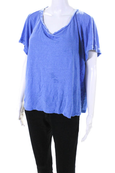 Eileen Fisher Women's Round Neck Short Sleeves Basic T-Shirt Blue Size L