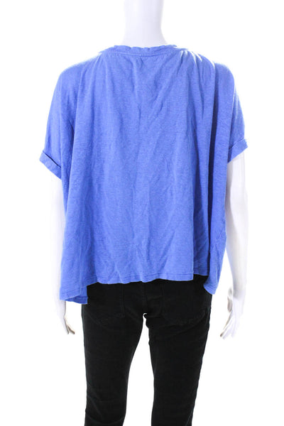 Eileen Fisher Women's Round Neck Short Sleeves Basic T-Shirt Blue Size L