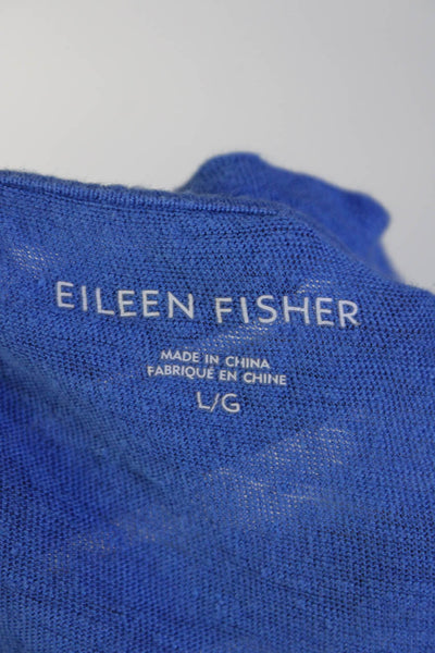 Eileen Fisher Women's Round Neck Short Sleeves Basic T-Shirt Blue Size L