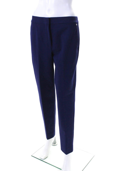 Max Mara Womens Flat Front Two Pocket Tapered Pants Trousers Blue Size M