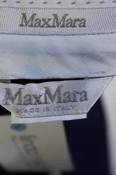 Max Mara Womens Flat Front Two Pocket Tapered Pants Trousers Blue Size M