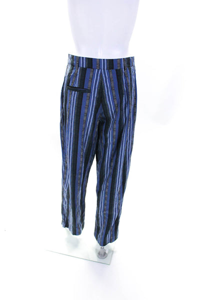 Chloe Stora Womens Blue Striped High Rise Straight Leg Pants Size 38