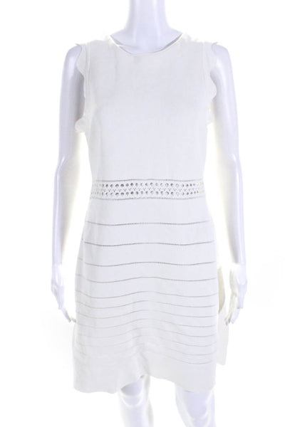 Chloe Womens Sleeveless Stretch Knit A Line Dress Optic White Size Medium