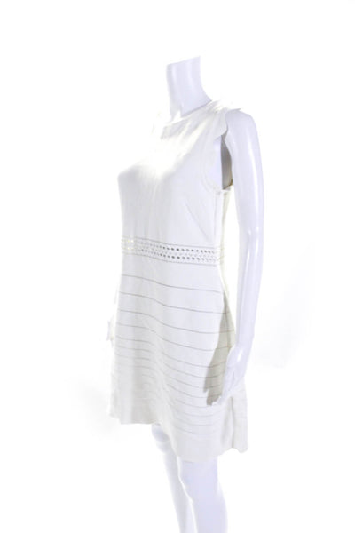 Chloe Womens Sleeveless Stretch Knit A Line Dress Optic White Size Medium