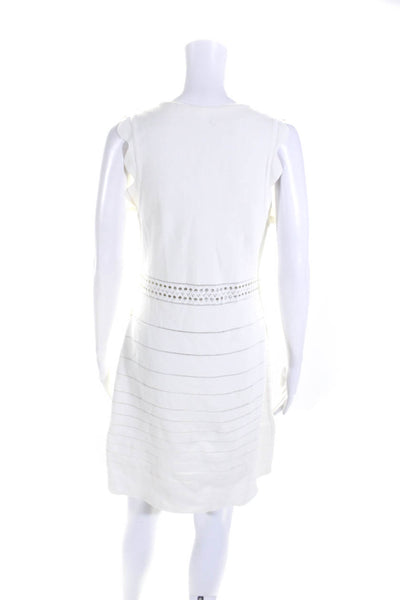 Chloe Womens Sleeveless Stretch Knit A Line Dress Optic White Size Medium