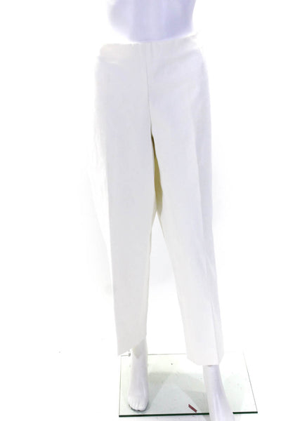 Lafayette 148 New York Womens Cotton Side Zip Tapered Pants White Size 14