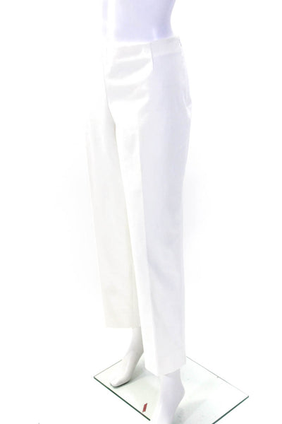 Lafayette 148 New York Womens Cotton Side Zip Tapered Pants White Size 14