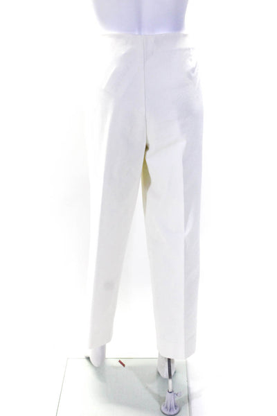 Lafayette 148 New York Womens Cotton Side Zip Tapered Pants White Size 14