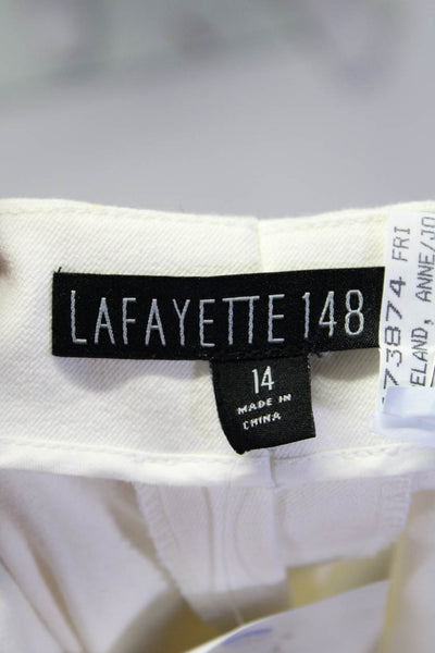 Lafayette 148 New York Womens Cotton Side Zip Tapered Pants White Size 14