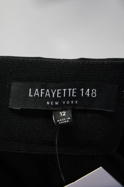 Lafayette 148 New York Womens High Rise Pleated Straight Leg Pants Black Size 12