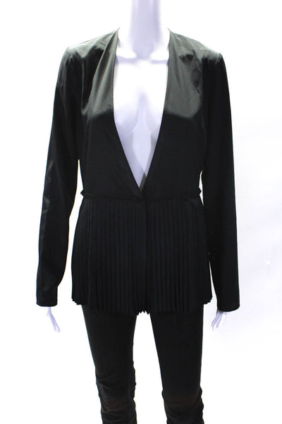 Givenchy Womens Long Sleeves Accordion Pleat Trim Blouse Black Size EUR 36