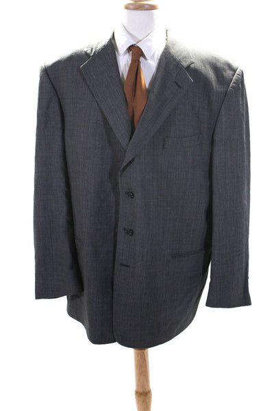 Monsieur Givenchy Mens Three Button Notched Lapel Blazer Jacket Gray Wool IT 50